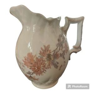 Higgins & Seiter Austrian fine china 6” pitcher - muted peach, grey & taupe EUC!